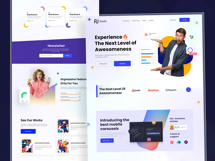 Experience Growth Landing page UI by Hasnur Alam Ujjol on Dribbble