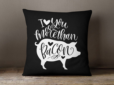 More Than Bacon Brush Lettering bacon brush lettering hand lettering illustration pig silhouette