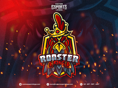 Rooster King Logo avatars channel logo custom esports logo esports logo gamer logo gaming logo logo mascot mascot esports mascot logo