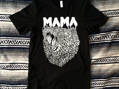 Mama Bear Tee black and white design drawing screenprinting t shirt