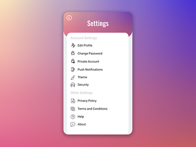 Daily UI :: 007 | Challenge #7 | Settings