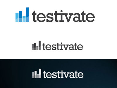 Testivate blue gloss logo web app wordmark