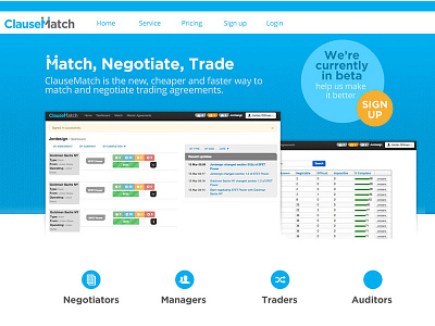 Trade Negotiation Landing Page homepage landing startup