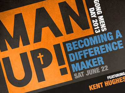 Man Up conference man men postcard