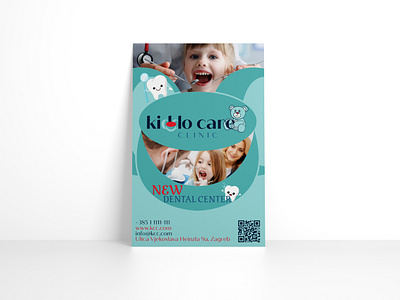 Poster Kiddo care clinic branding clinic dental care dentistry hospital logo poster design qr qr code design qrcode