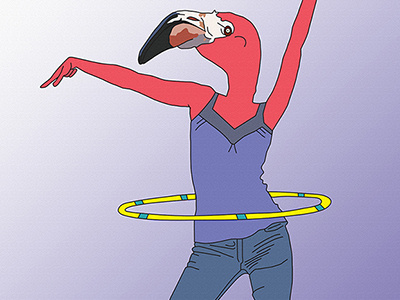 Flamingo-hoop bird people character design flamingo