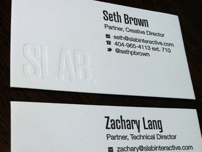 SLAB Business Cards business cards letterpress print design