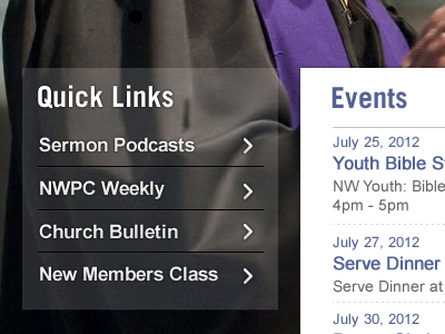 Quick Links church navigation website