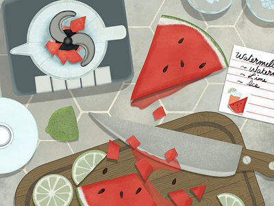 Chaotic Watermelon design illustration procreate