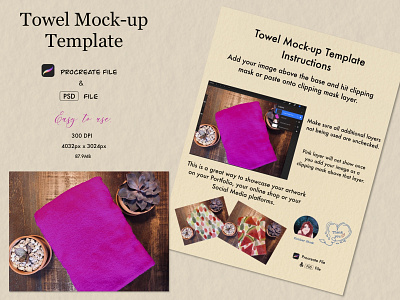 Towel Mock-up Template design graphic design mock up procreate scene template towel