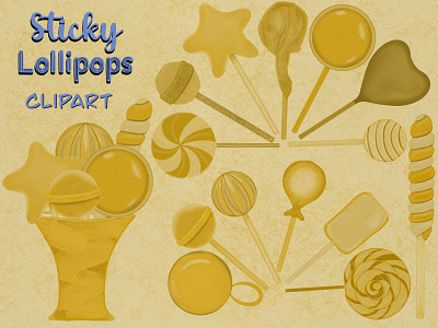 Sticky Lollipops Clipart in Yellow