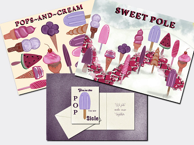 Pops-n-cream clip art design hand drawn ice cream illustration popsicles