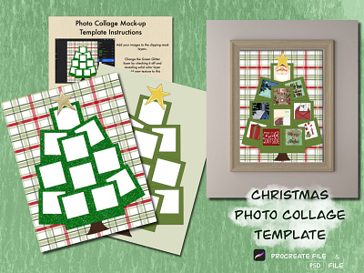 Christmas Collage Mock-up Template christmas design hand drawn holiday illustration mock up template
