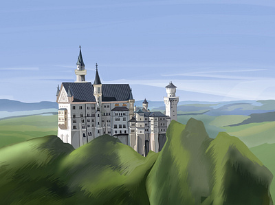 Castle On The Hill castle design digital painting drawing graphic design illustration illustrator shadows travel