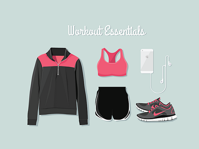 Workout Essentials flat design graphic design illustration illustrator shadows workout clothes
