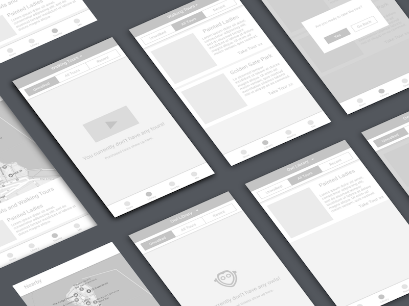 Wireframe Presentation user flow design thinking design process vrar mid-fidelity wireframe