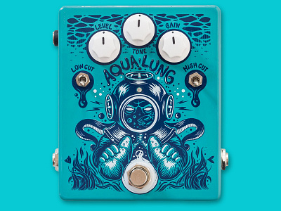AQUA LUNG Overdrive Pedal art direction drawing effect graphic design guitar illustration music pedal product
