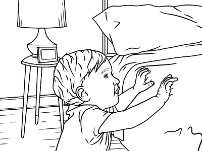 WIP: Illustration for Sparrow Sleeps illustration kid midcentury modern portrait real friends sparrow sleeps toddler wip