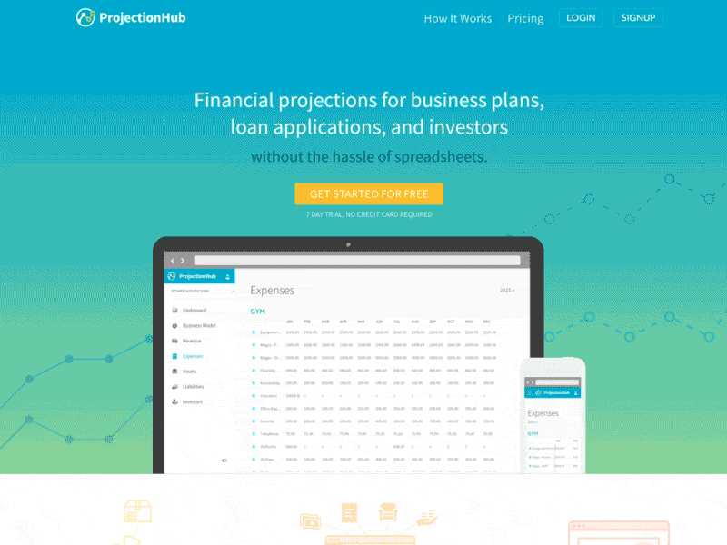 Subtle parallax effect on the ProjectionHub homepage app financial foxio homepage parallax