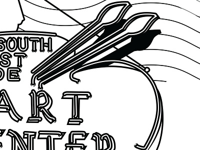 Indianapolis Cultural Trail gallery show - sneak peek black and white illustration indianapolis neon poster sign