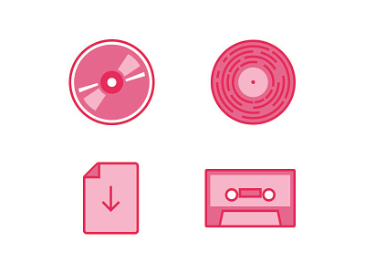 Music Format Icons cassette cd digital download music vinyl