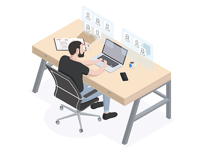 Rebound of my first isometric illustration chair desk illustration isometric isometric illustration portrait wescribe