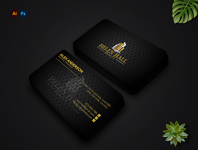 black business card design print ready