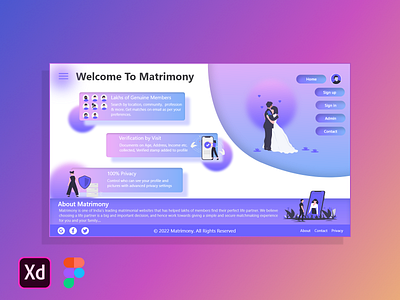 Matrimony Home Page UI Design design graphic design illustration matrimony saadhi ui ux vector web web design