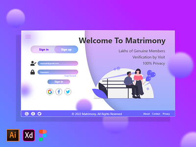 Matrimony Login Page UI Design design graphic design illustration login login page matrimony matrimony login ui ux vector