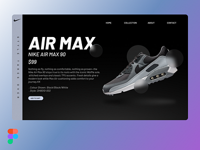 NIKE AIR MAX 90 UI DESIGN 3d air max branding figma figma design graphic design nike nike shoes shoes ui