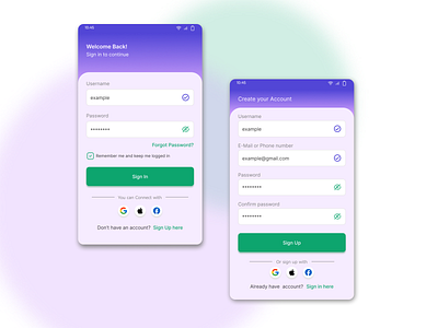Sing In & Sing Up sing in sing out design uiux design