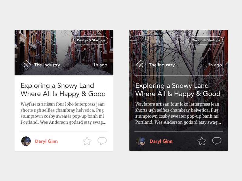 Article Cards cards articles article batman comment star favorite message avenir writing compose yes article cards daryl finn meta serif the industry prismatic