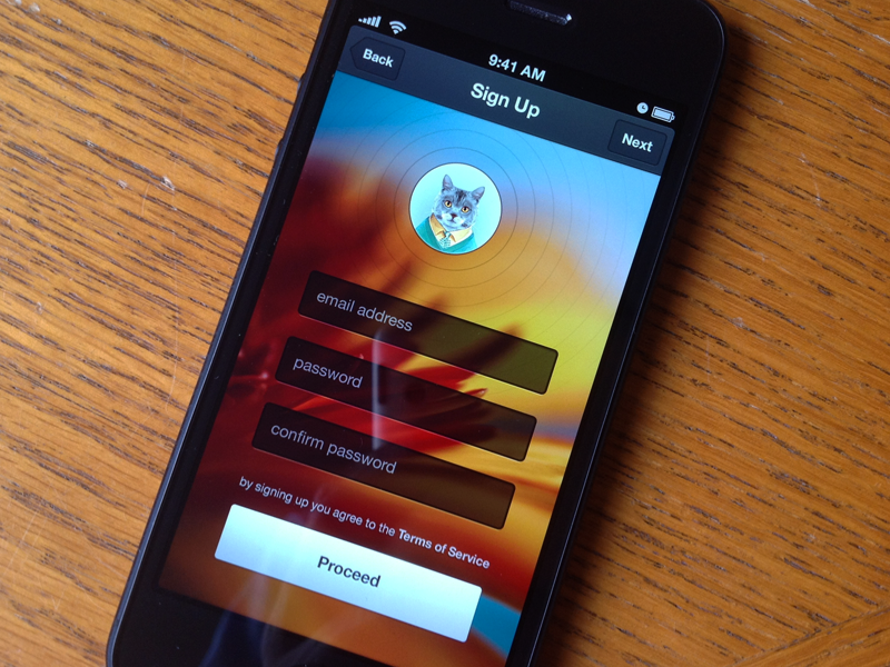 Sign Up signup gradients photo ios minimal pattern awesomeness yeah sign up not flat iphone app status bar big photo