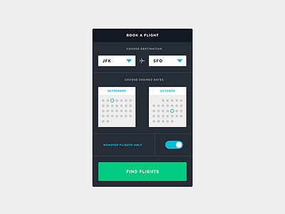 Book A Flight calendar dropdown flight gotham minimal switch travel
