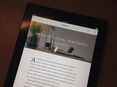 Creative Publication drop caps ios ipad app journal publication sentinel stratum typography