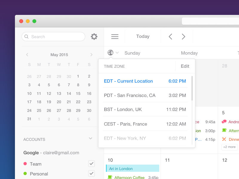 Time Zone time zone 🔥 time week calendar interface mac desktop sunrise