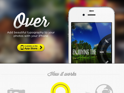 Website for Over app app store blur iphone retina website