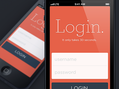 Login. awesomeness flat design ios iphone login minimal retina