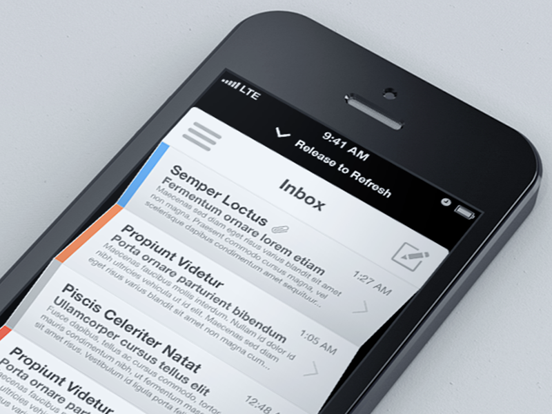 Fold to Refresh folding refresh notification iphone minimal flat simple awesomeness pull to refresh status bar iphone app flat design oh yeah mail app mail app