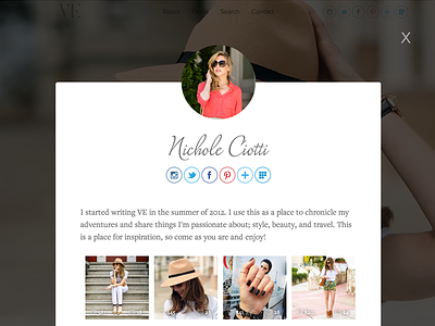 About Page Overlay about blog design feed overlay profile ui ux