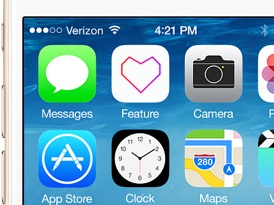 Feature App Icon app heart icon icons ios iphone mobile neon pop ui