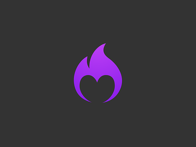 Fire Heart Symbol fire flame heart icon logo negative space purple round symbol