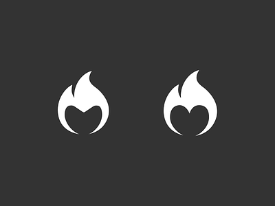 Left or Right? fire flame heart icon logo negative space symbol
