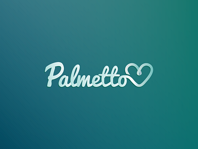 Palmetto Colors blue gradient heart logo mark palmetto seafoam teal typography