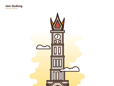 "Jam Gadang" Illustration building illustration historical building illustration indonesian building jam gadang jam gadang illustration