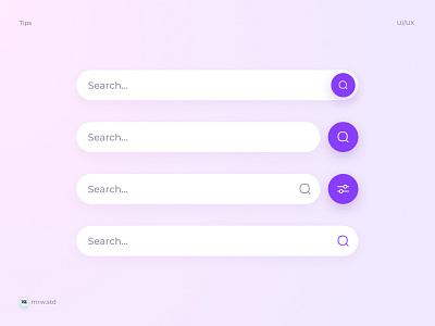 4 Kinds of Search Bar design style designtrend designuidesign purple searchbar searchbardesign simpleuidesign ui uiux ux uxdesign