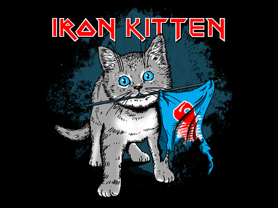 Iron kitten animals bands cats creative cute heavy metal illustration parody pets typography