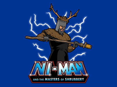 Masters of shrubbery funny geek he man illustration knights who say ni logo mashup mashups masters of the universe monty python motu parody pop culture typography