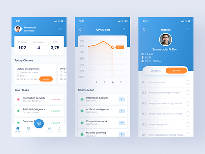 SIA App Redesign Concept academic app campus clean design education elearning lecturer lms mobile siakad student study system information academic ui university ux
