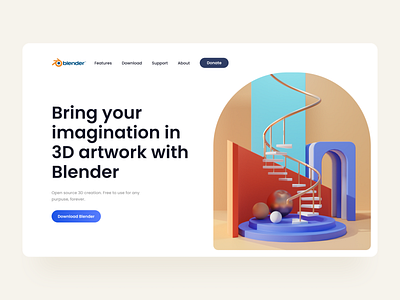 Landing Page Blender clean design ui